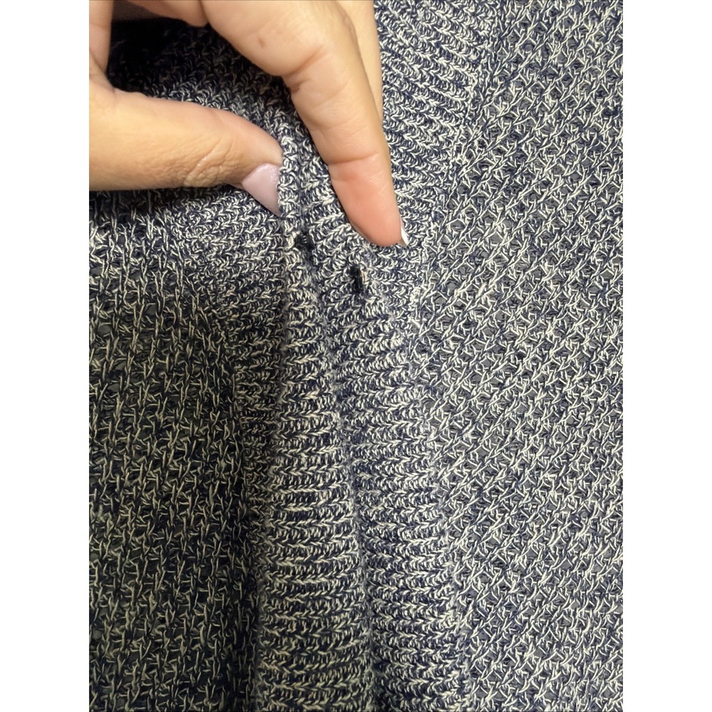 Eileen Fisher Cardigan Sweater Women's MarbledGray Organic Linen Open Front Knit - Picture 6 of 13